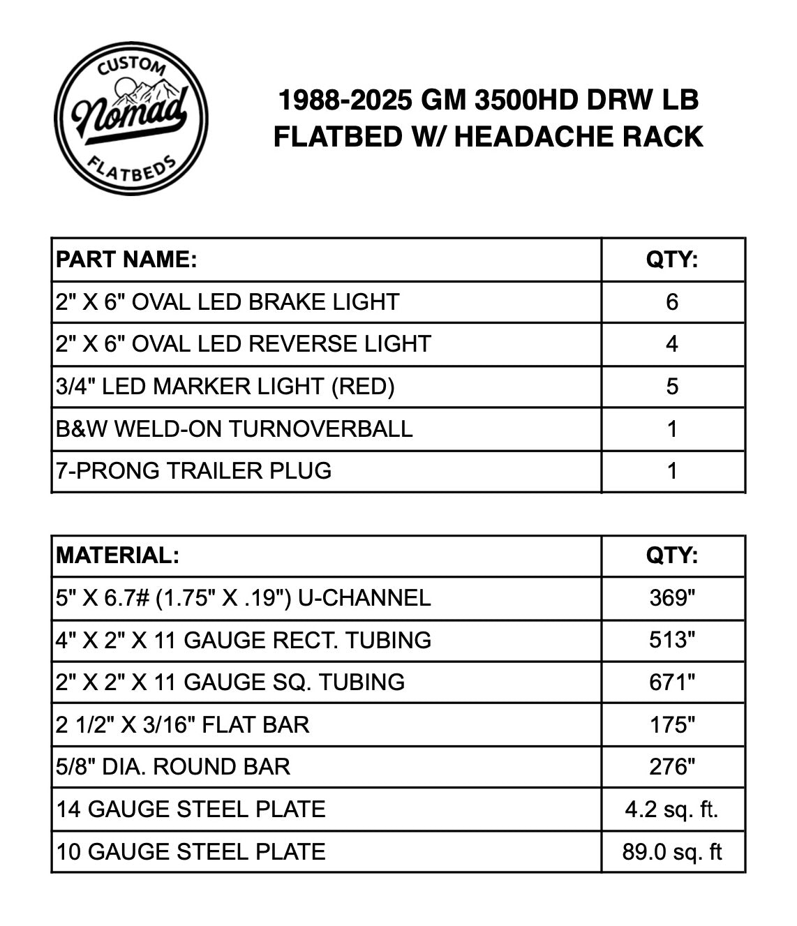 1988-2025 GM 3500 Flatbed W/ Headache Rack