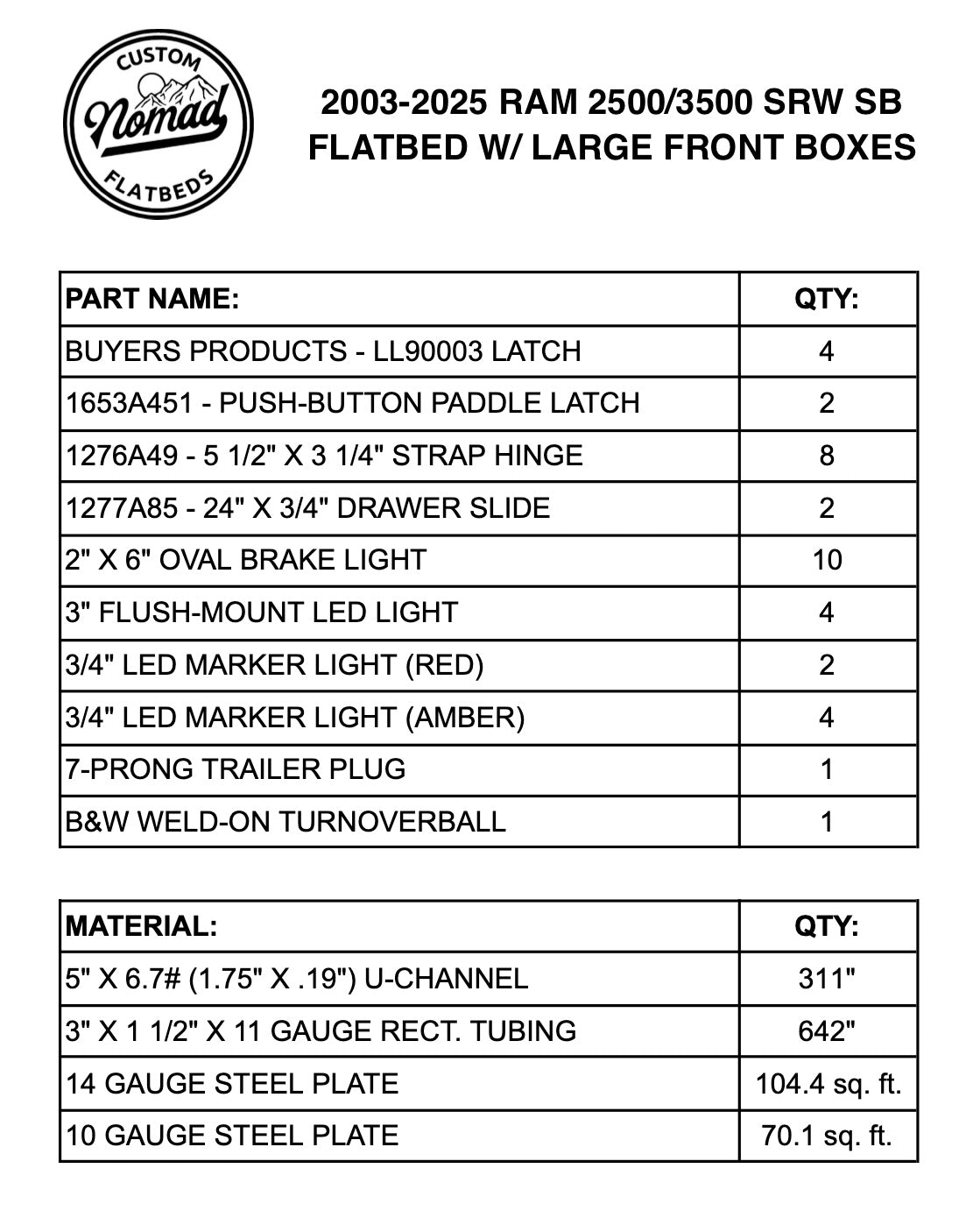2003-2025 Ram 2500/3500 Flatbed W/ Large Front Boxes