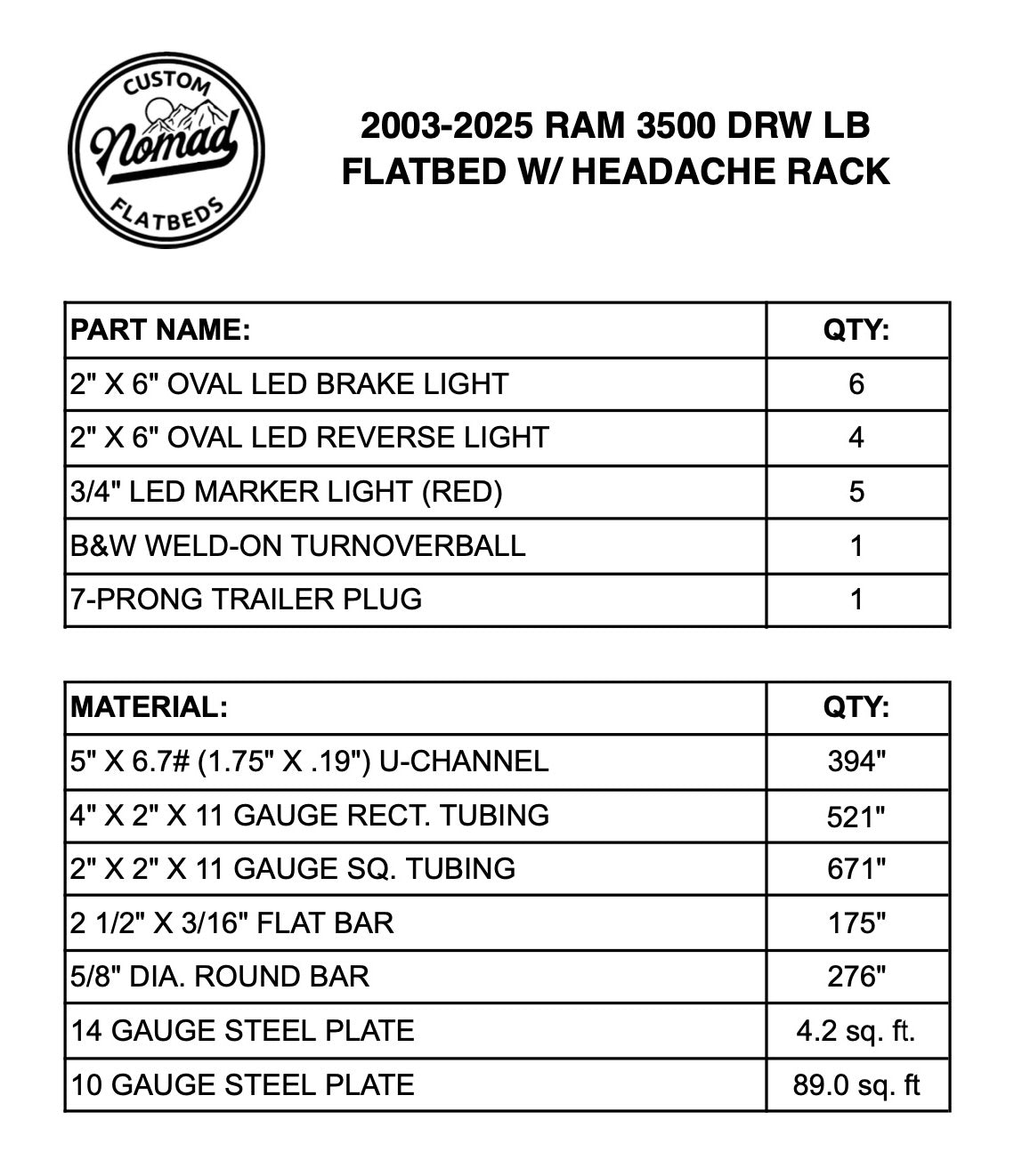 2003-2025 Ram 3500 Flatbed W/ Headache Rack