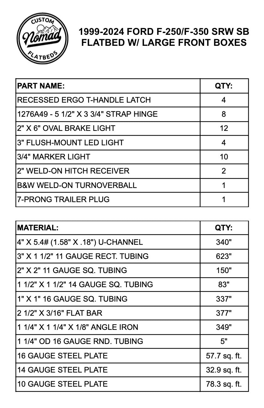 1999-2025 Ford F-250/F-350 Flatbed W/ Large Front Boxes