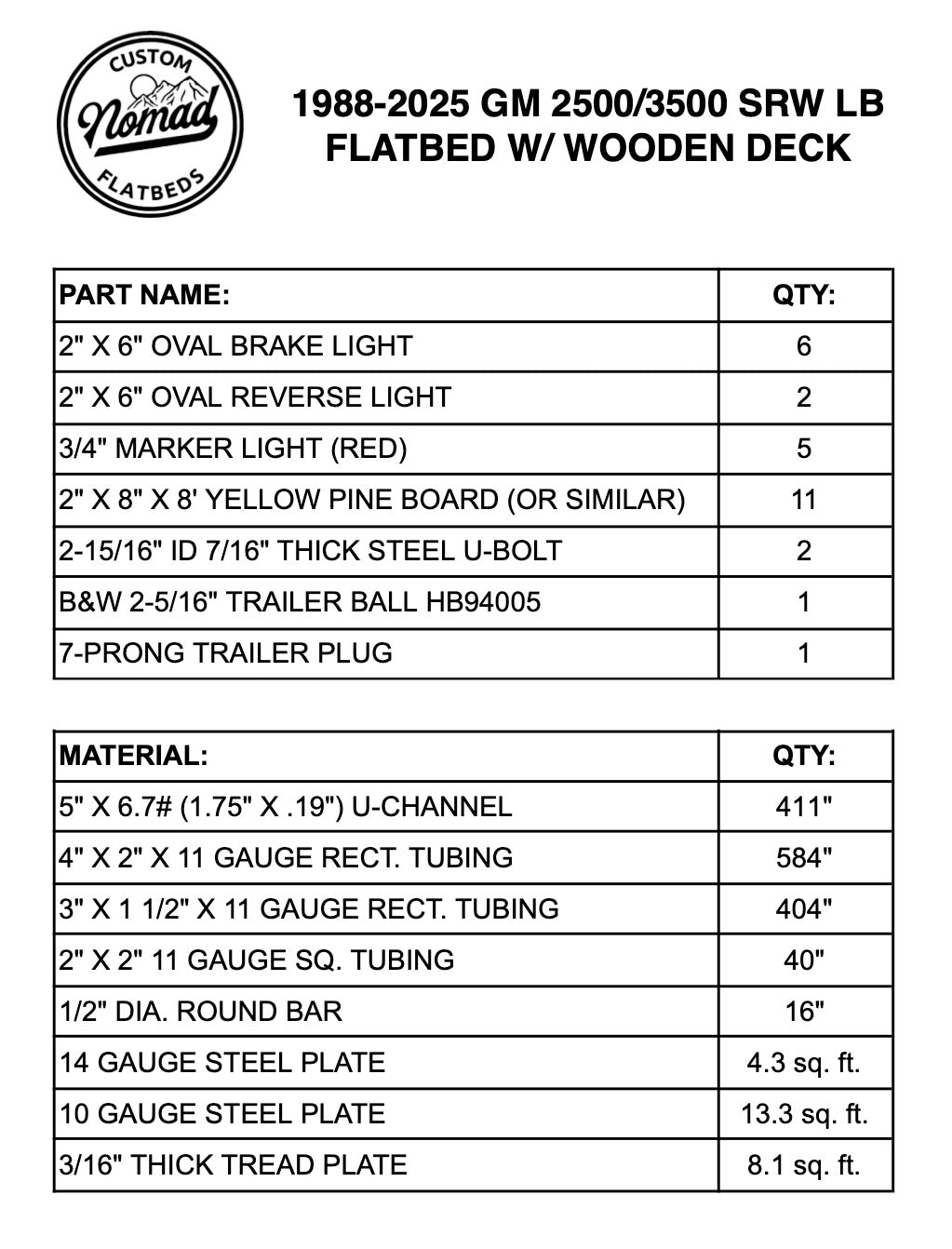1988-2025 GM 2500/3500 Flatbed W/ Wooden Deck