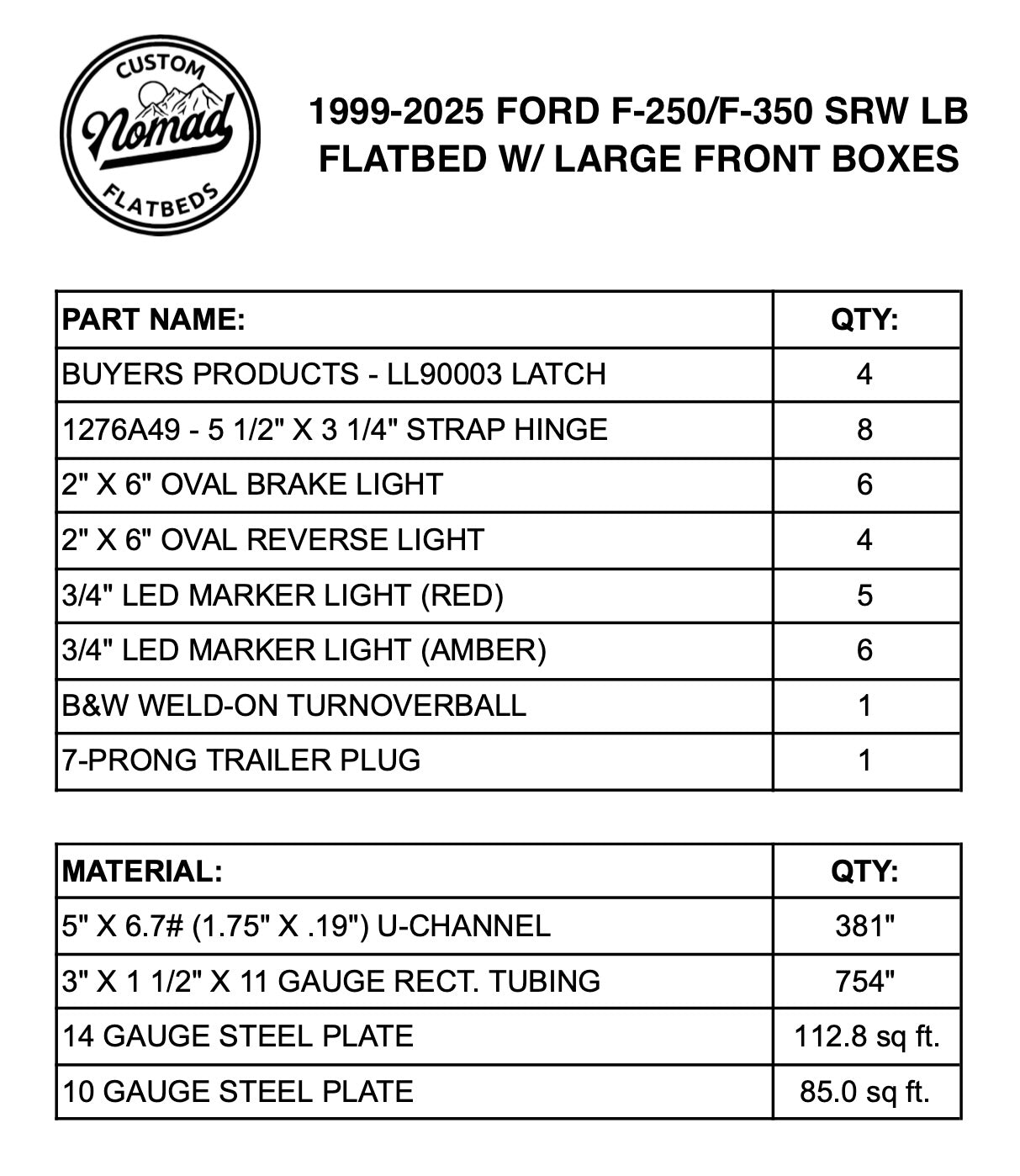 1999-2025 Ford F-250/F-350 Flatbed W/ Large Front Boxes