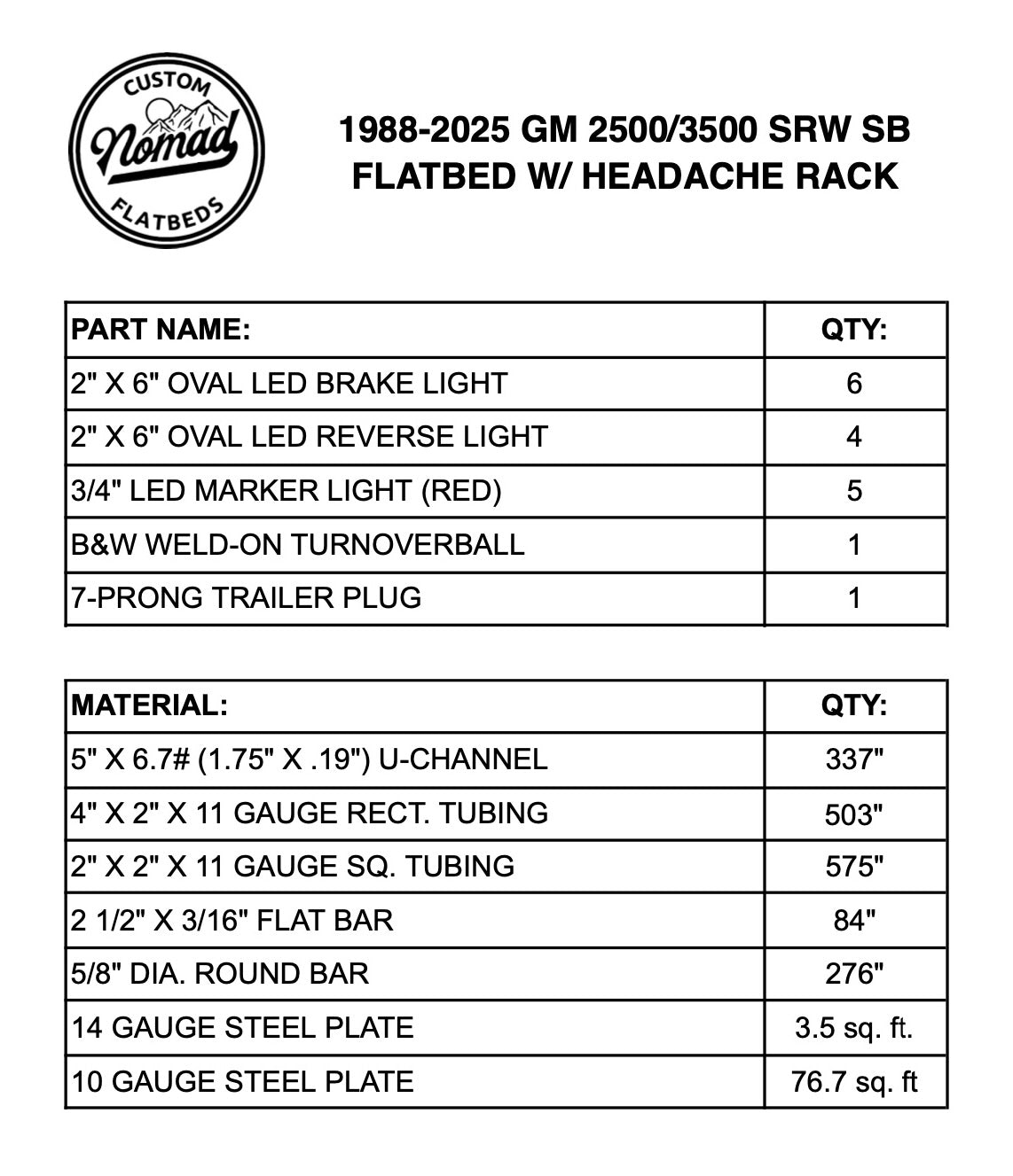 1988-2025 GM 2500/3500 Flatbed W/ Headache Rack