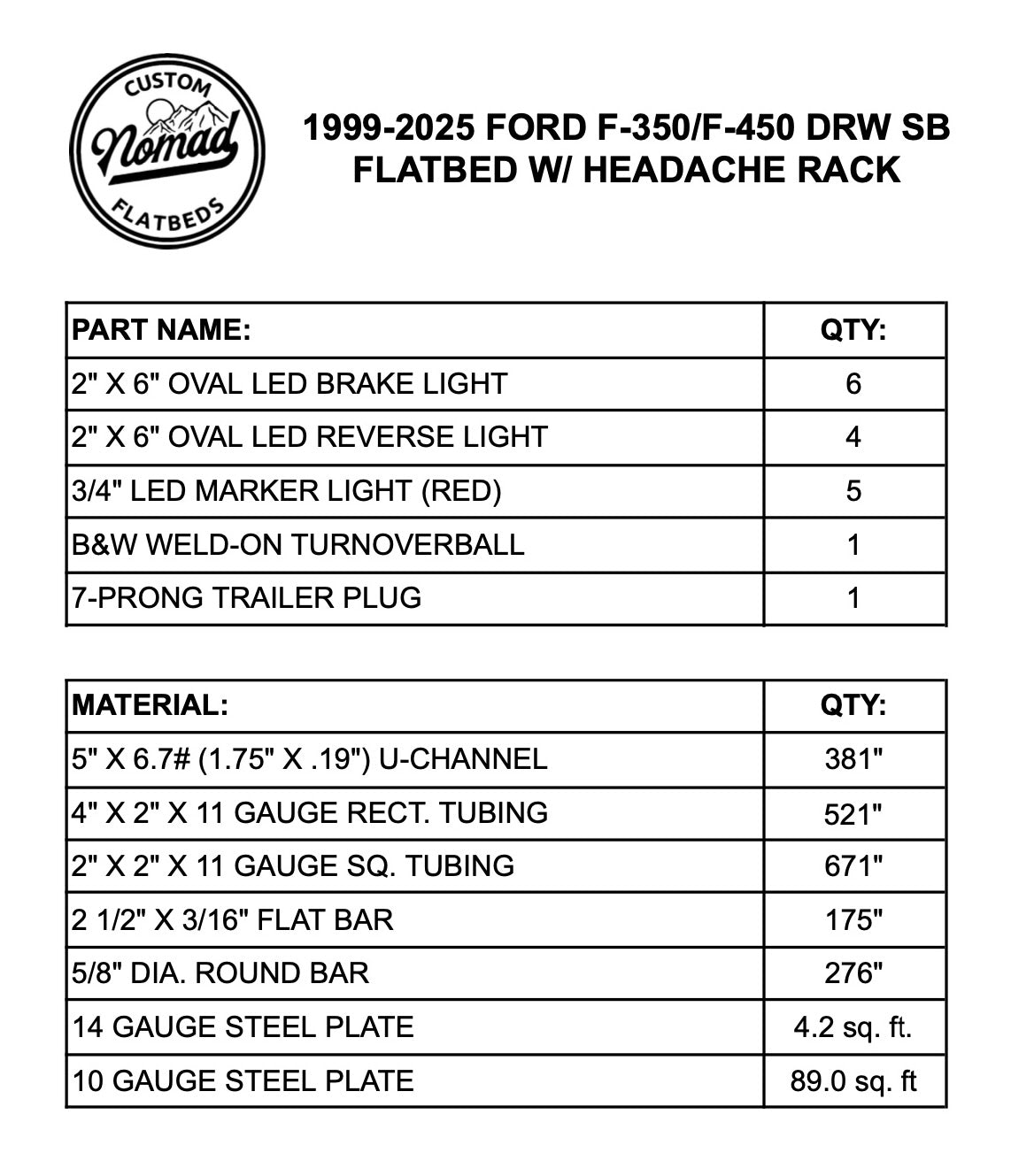 1999-2025 Ford F-350/F-450 Flatbed W/ Headache Rack