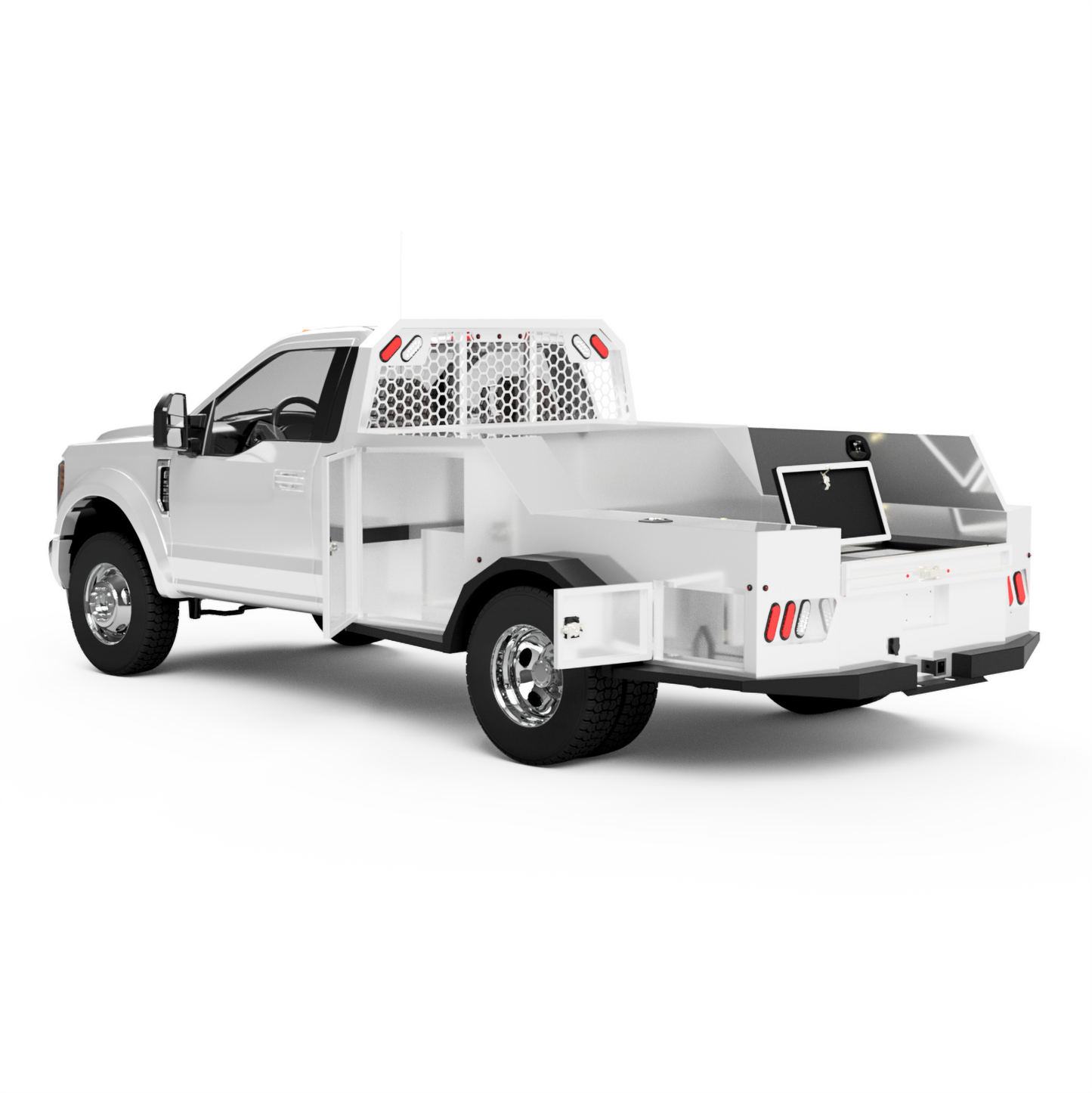 UNIVERSAL 60"CA Chassis-Cab 3500/5500 Utility Bed W/ Deck-side Boxes