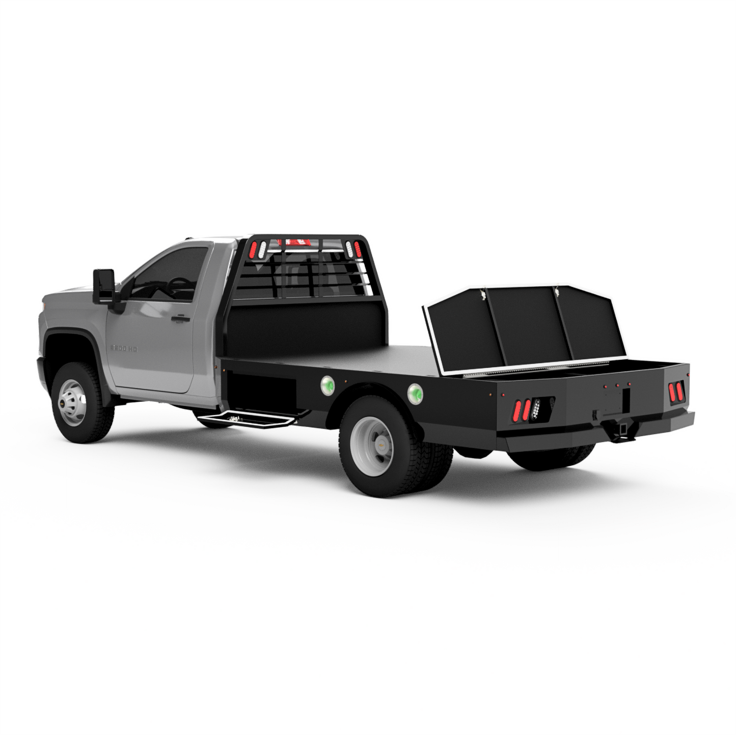 UNIVERSAL 84"CA Chassis-Cab 3500/5500 Flatbed W/ Rear Deck-Box