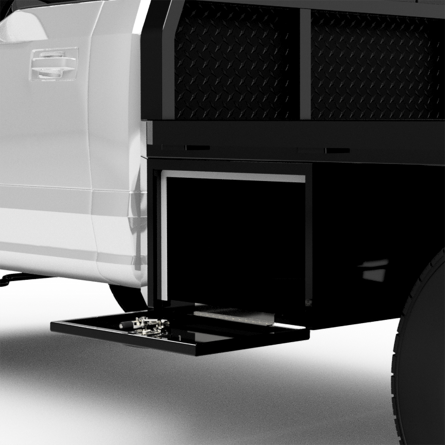 UNIVERSAL 60"CA Chassis-Cab 3500/5500 Flatbed W/ 2 Under-Body Boxes