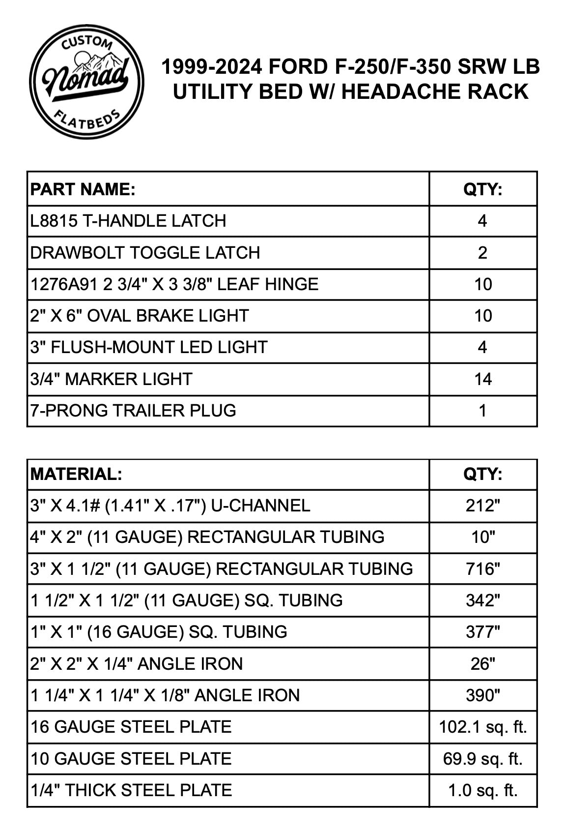 2003-2025 Ford F-250/F-350 Utility Bed W/ Headache Rack