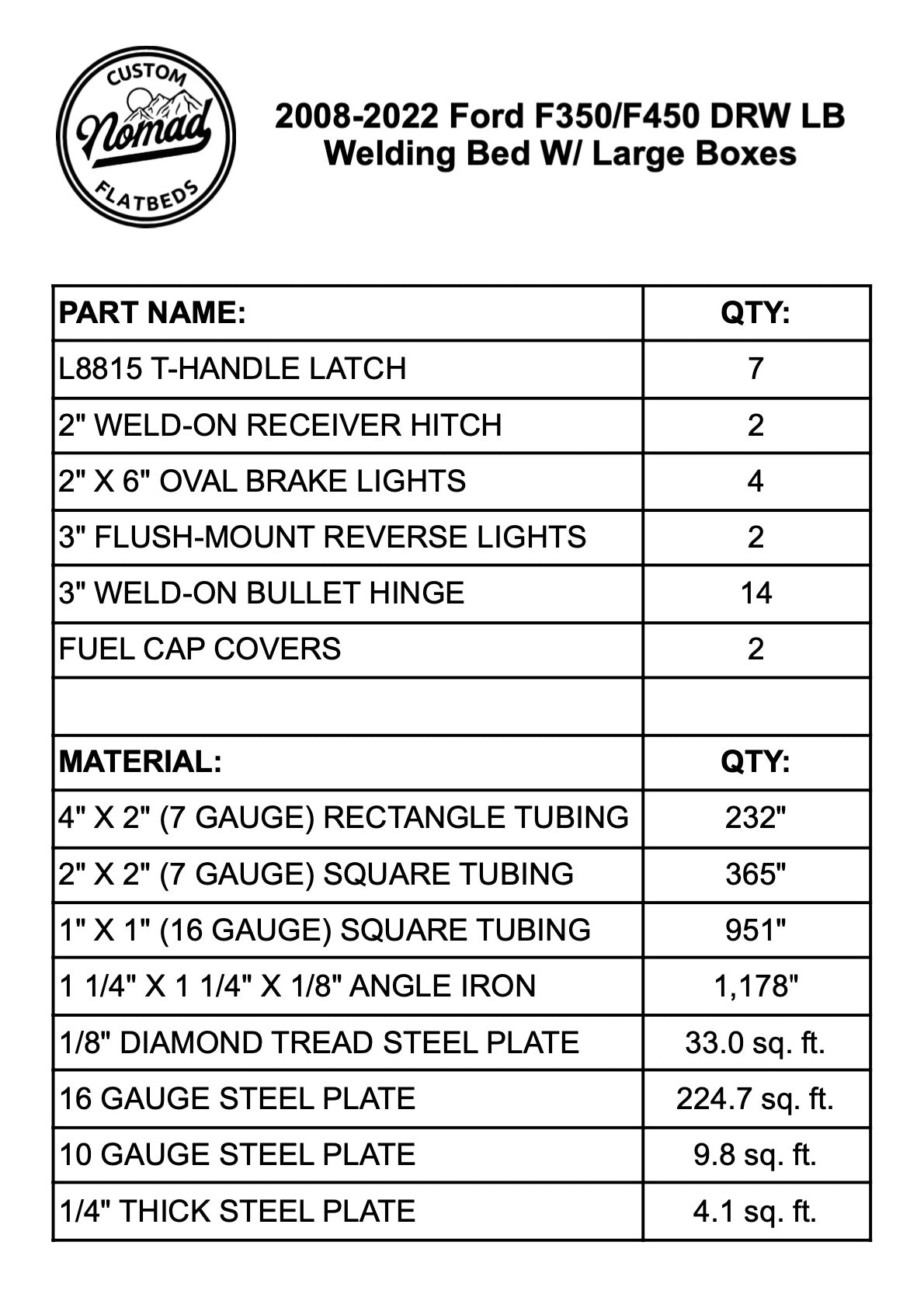 1999-2025 Ford F-350/F-450 Welding Bed W/ Large Boxes