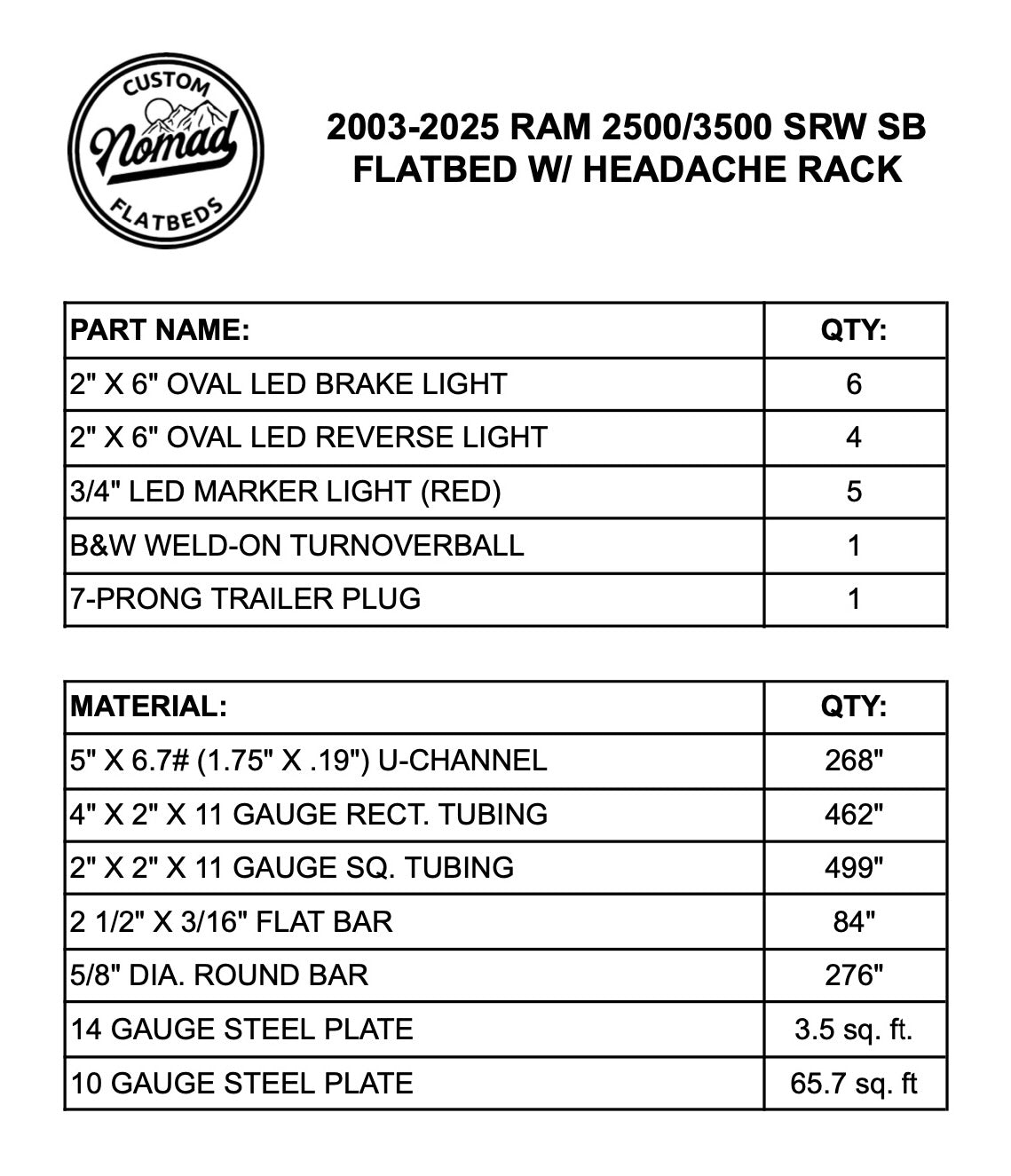 2003-2025 Ram 2500/3500 Flatbed W/ Headache Rack
