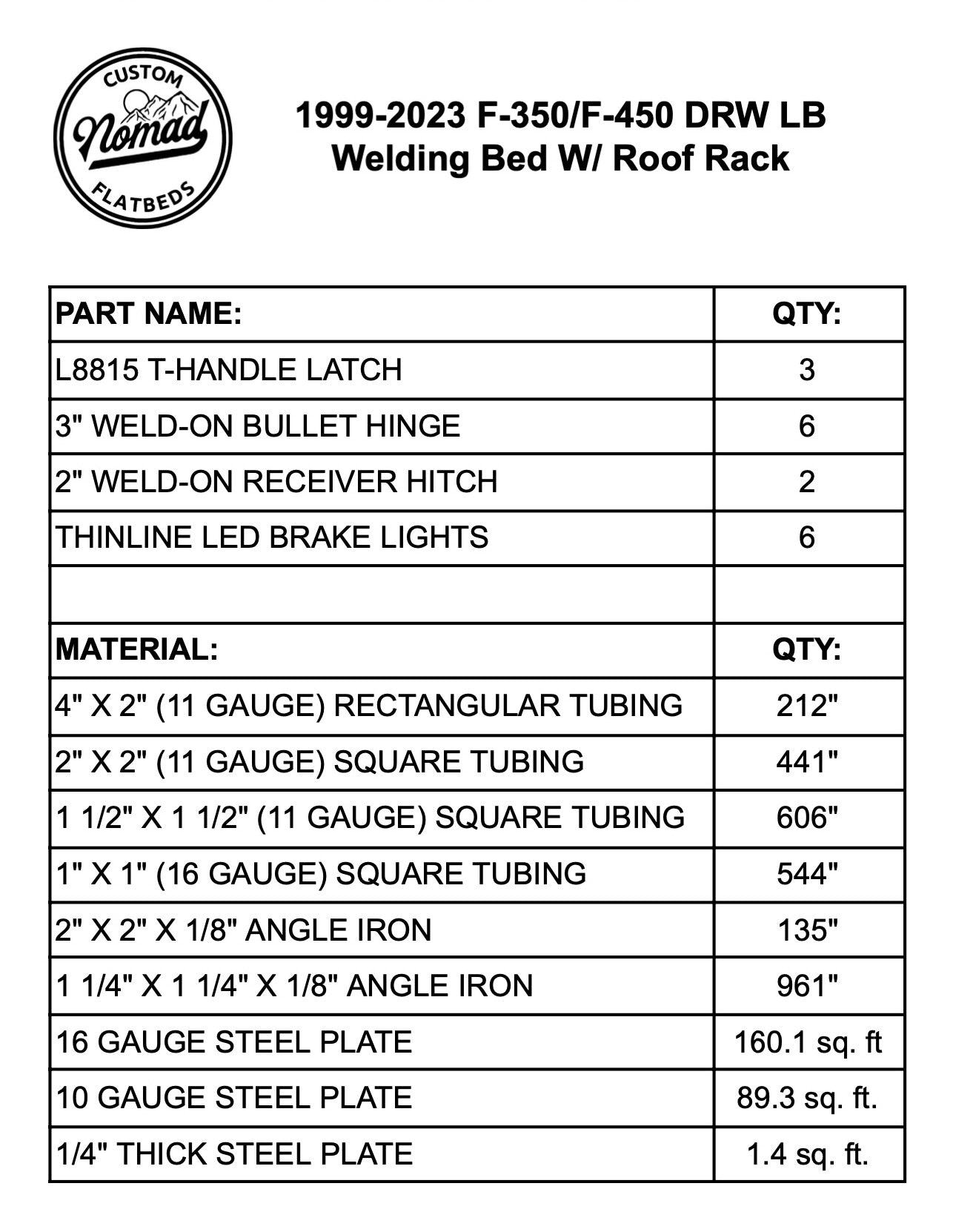 1999-2024 Ford F-350/F-450 Welding Bed W/ Roof Rack