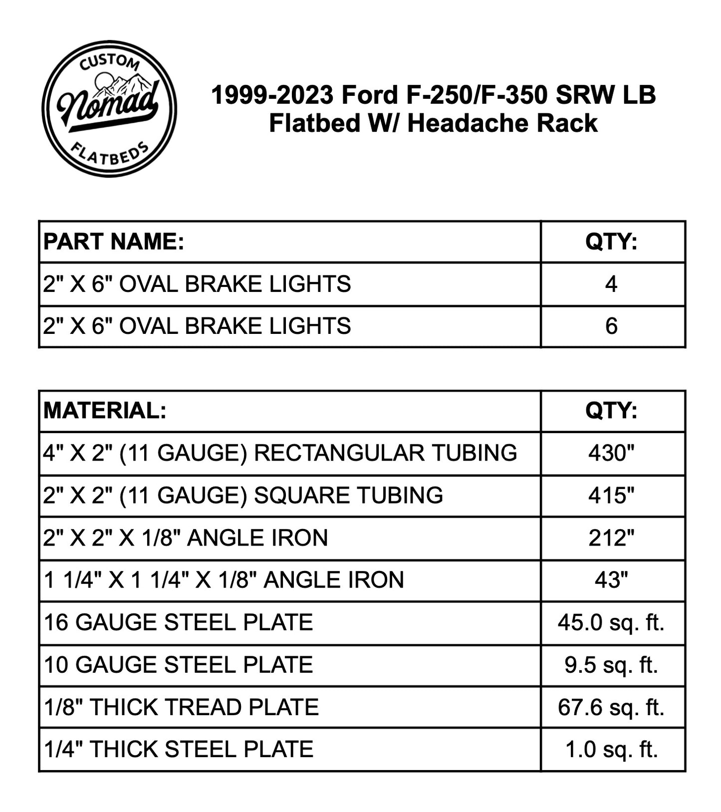 1999-2024 Ford F-250/F-350 Flatbed W/ Headache Rack