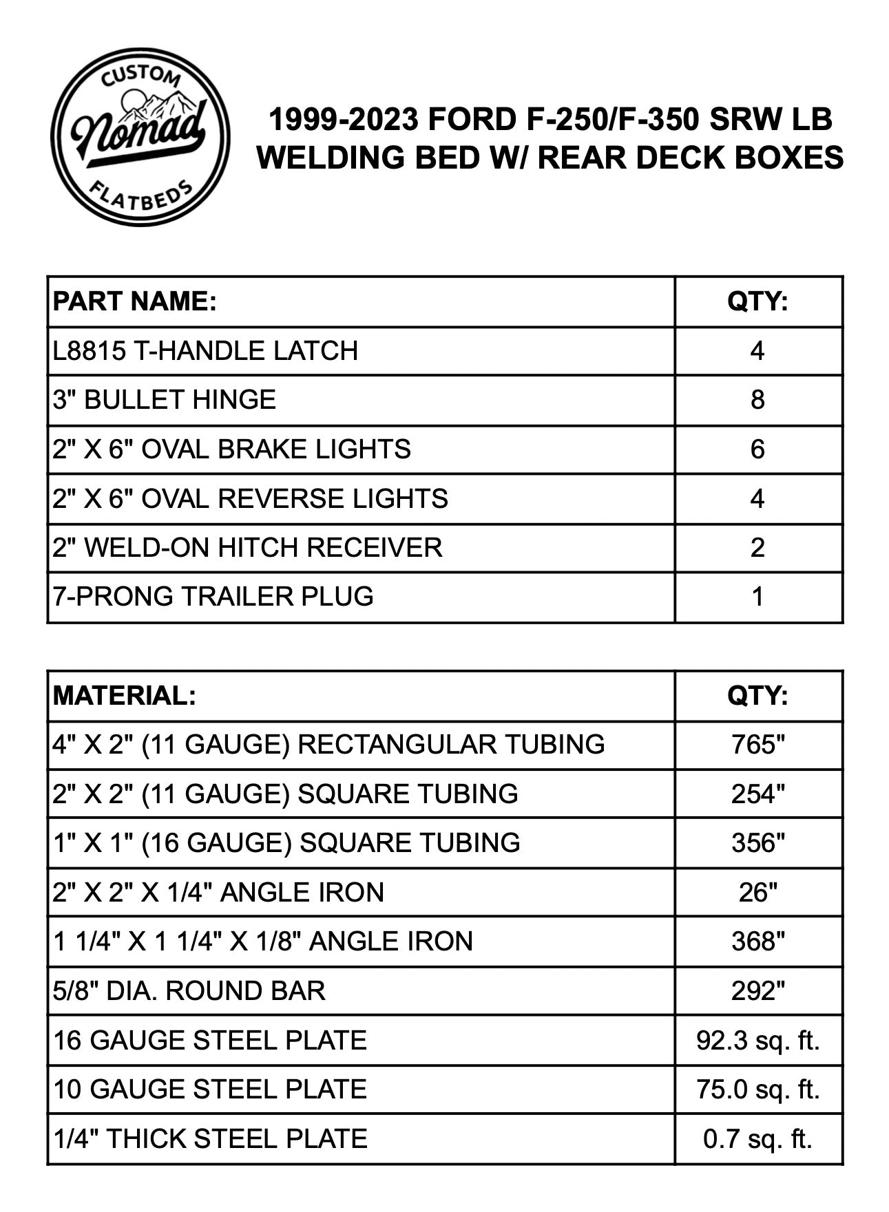 1999-2024 F-250/F-350 Welding Bed W/ Rear Deck Boxes