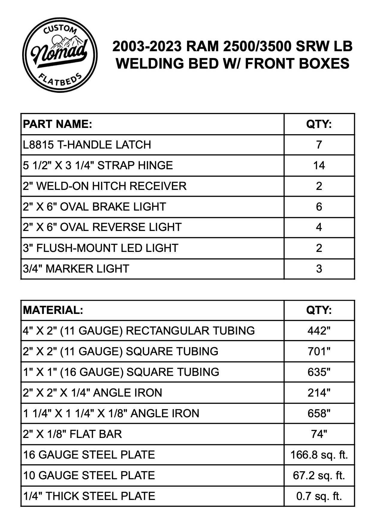 2003-2024 Ram 2500/3500 Welding Bed W/ Front Boxes