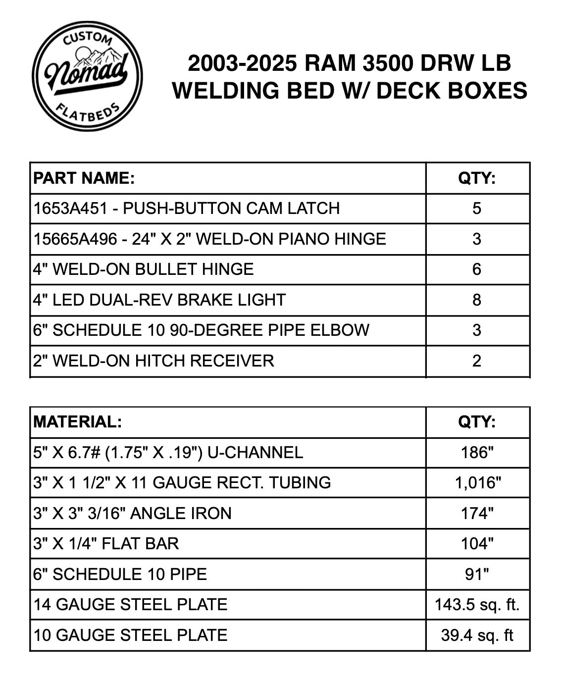 2003-2025 Ram 3500 Welding Bed W/ Deck Boxes