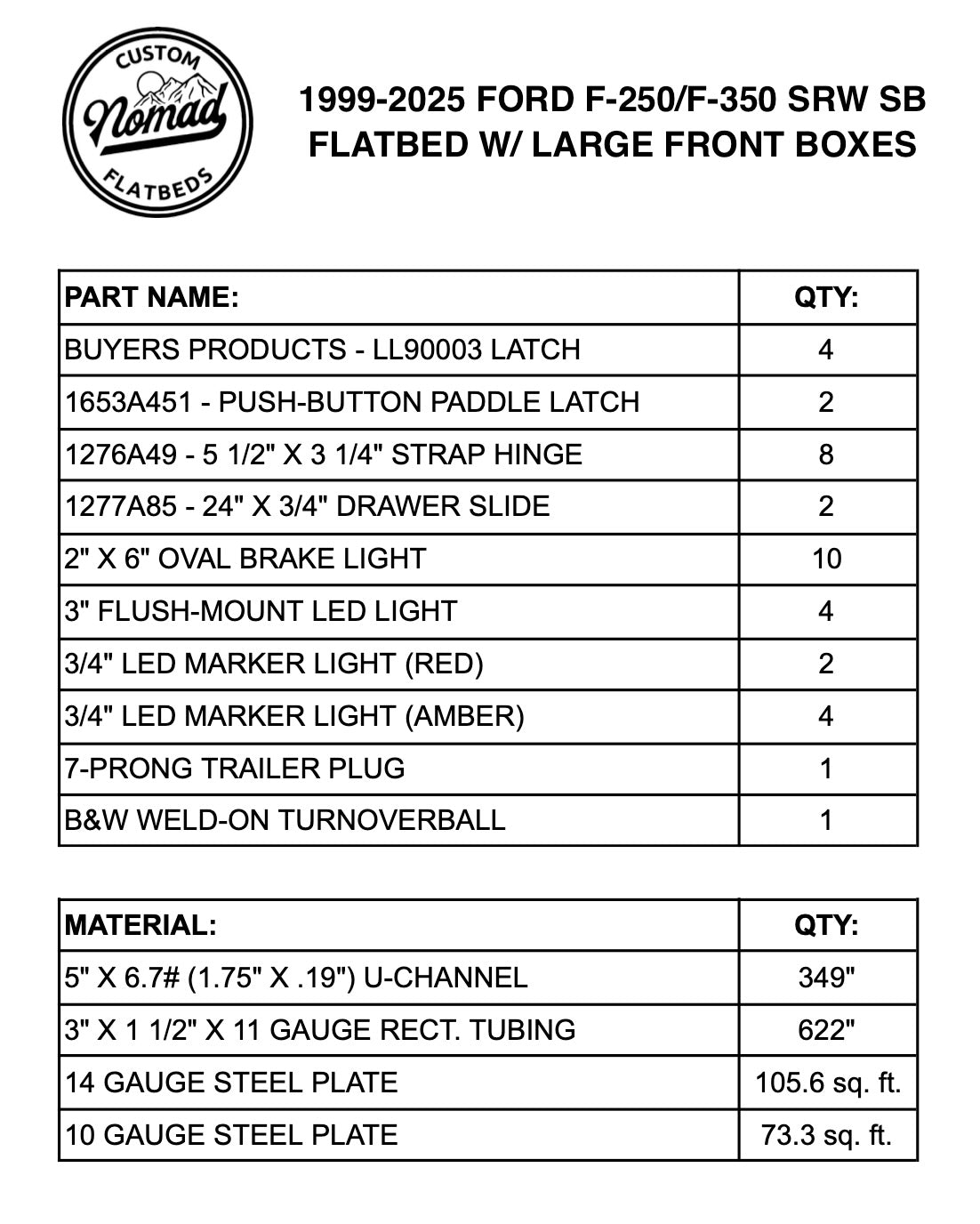 1999-2025 Ford F-250/F-350 Flatbed W/ Large Front Boxes