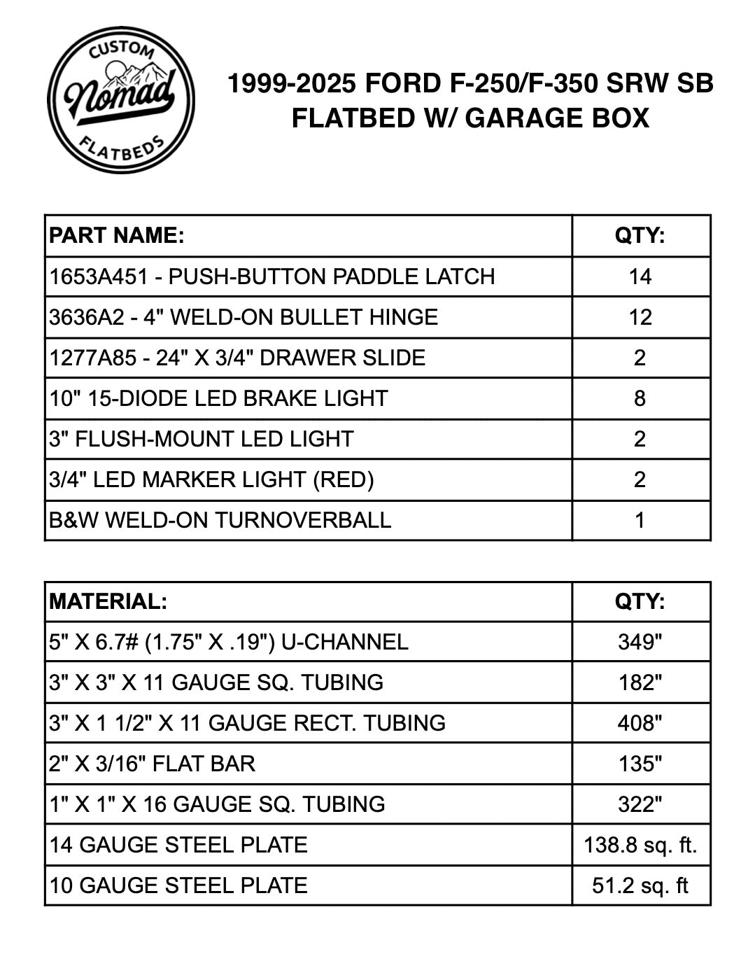 1999-2025 Ford F-250/F-350 Flatbed W/ Garage Box