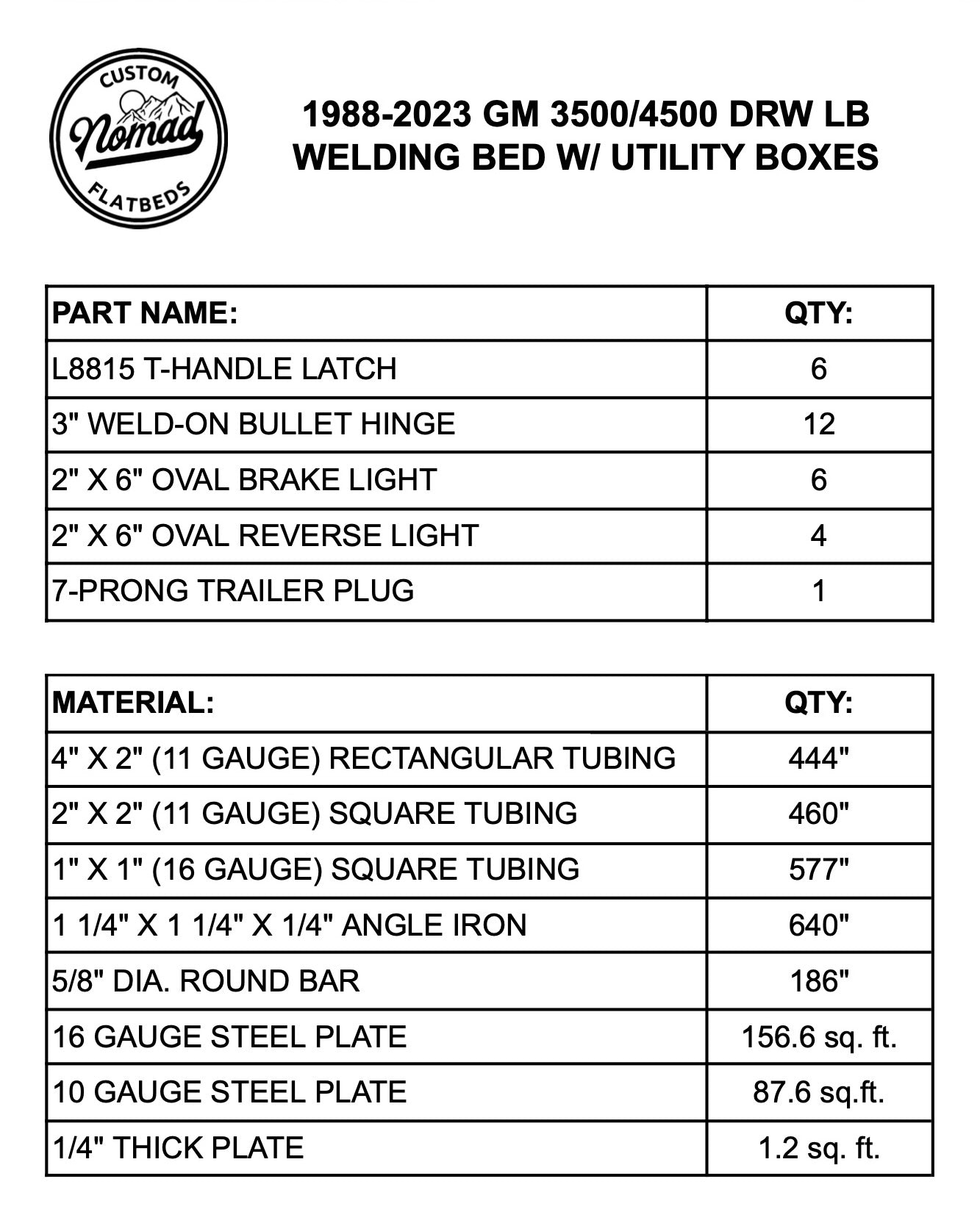 1988-2024 GM 3500/4500 Welding Bed W/ Utility Boxes