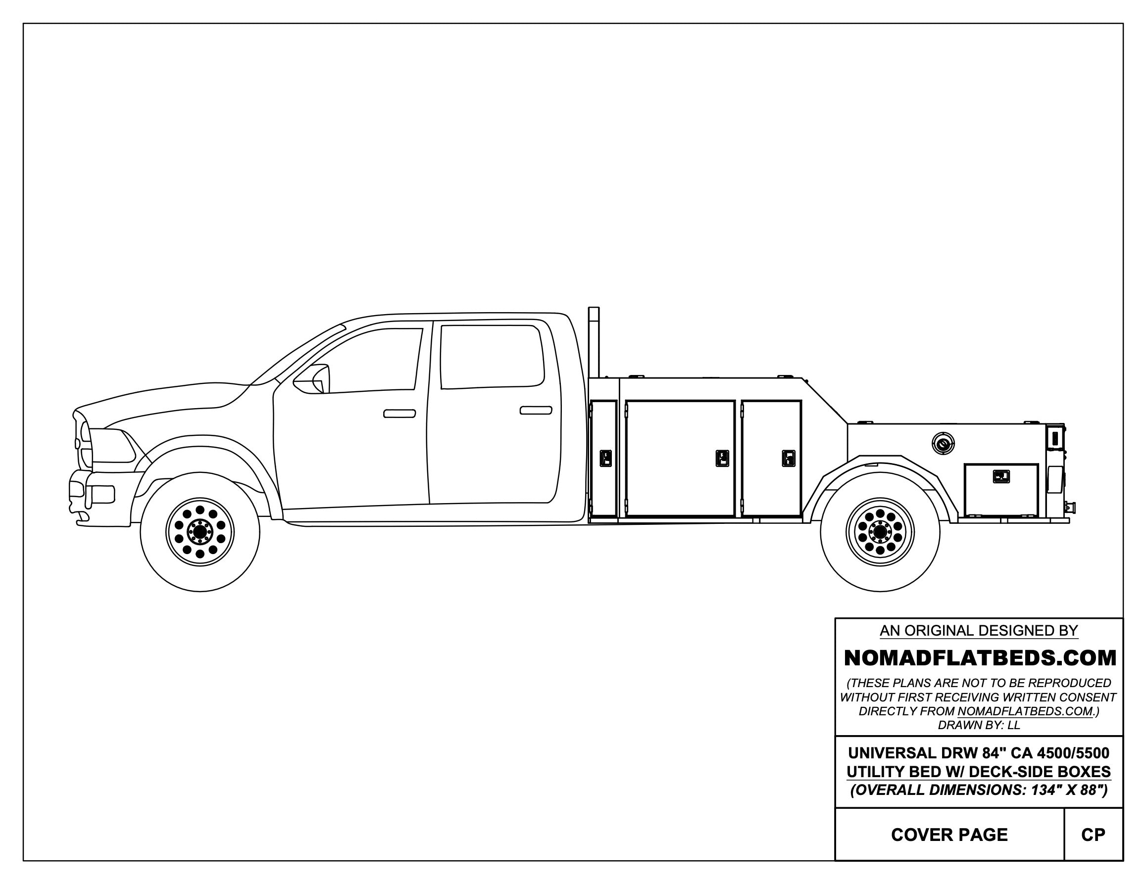 *UNIVERSAL* 84"CA ChassisCab 4500/5500 Utility Bed W/ DeckSide Boxes