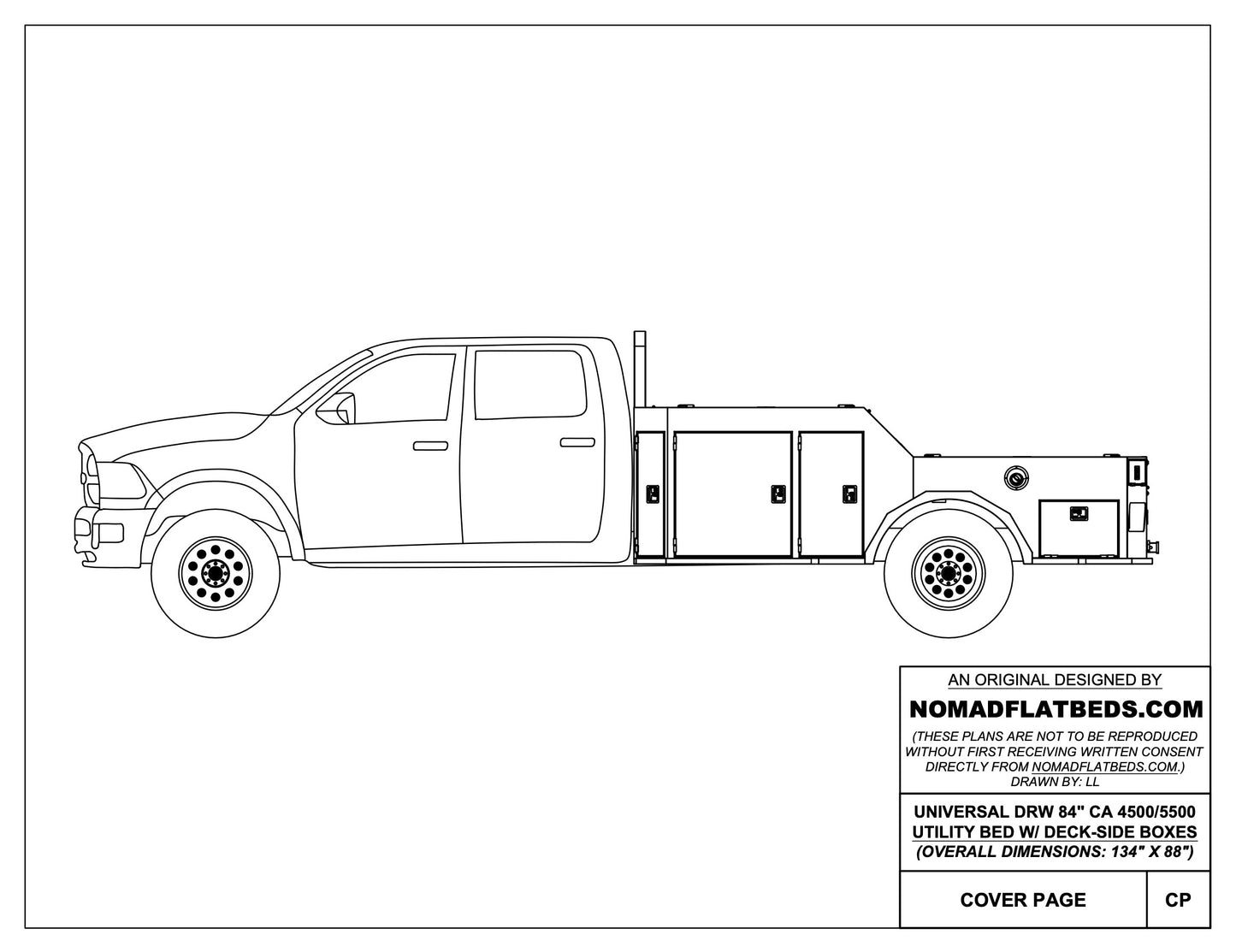 *UNIVERSAL* 84"CA Chassis-Cab 4500/5500 Utility Bed W/ Deck-Side Boxes