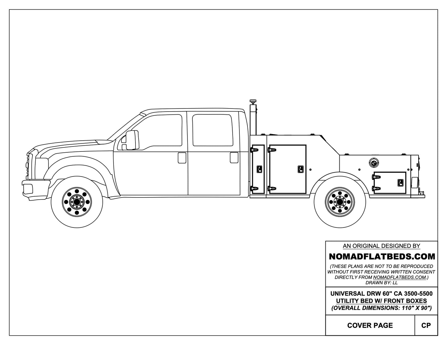 UNIVERSAL 60"CA Chassis-Cab 3500/5500 Utility Bed W/ Front Boxes