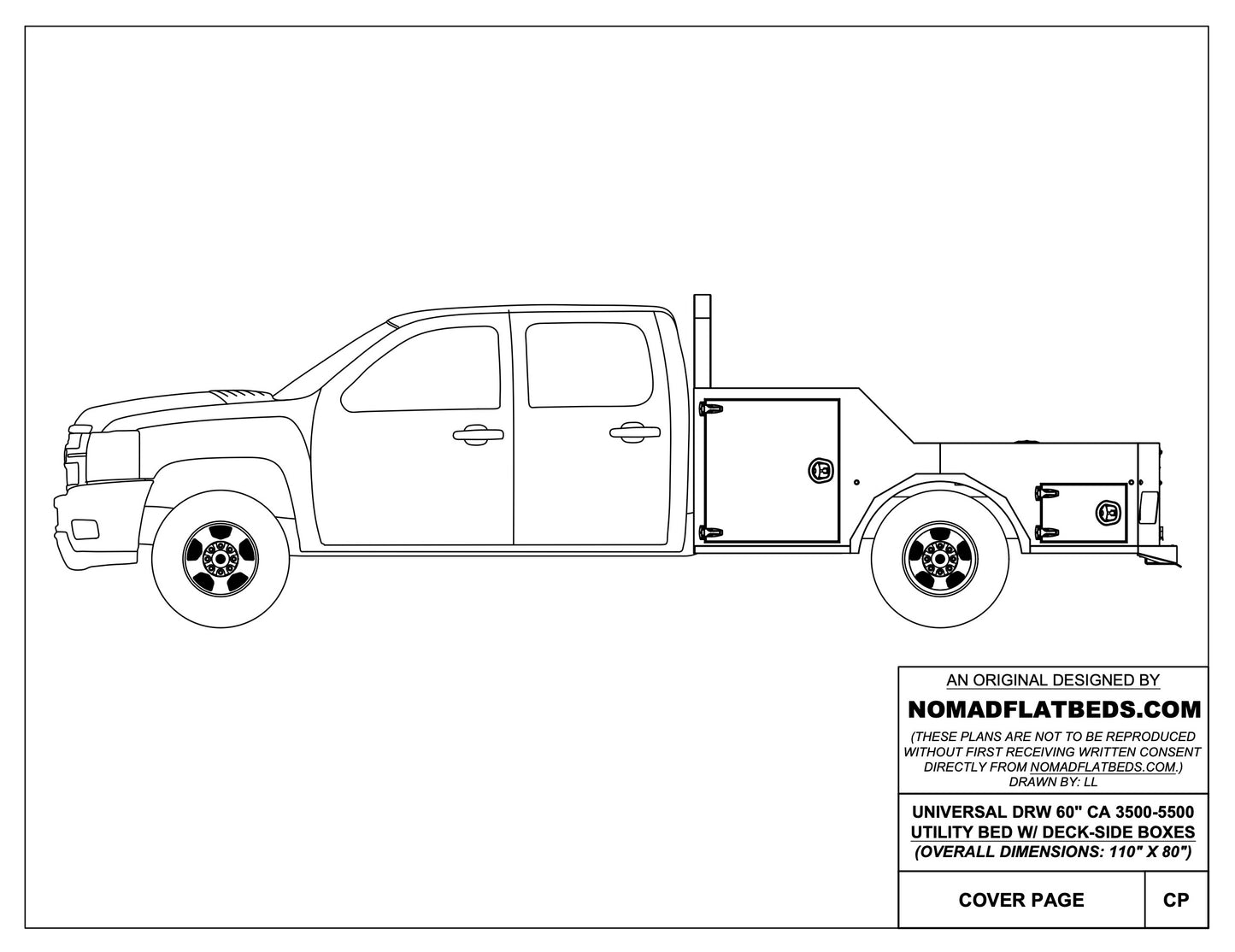 *UNIVERSAL* 60"CA Chassis-Cab 3500/5500 Utility Bed W/ Deck-side Boxes