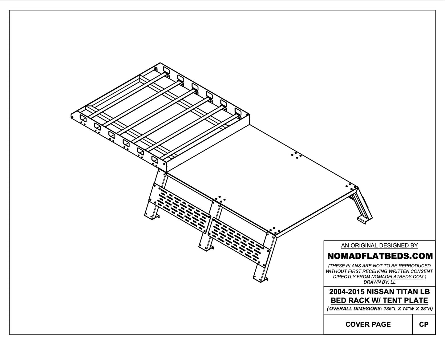 2004-2015 Nissan Titan LB Bed Rack W/ Tent Plate