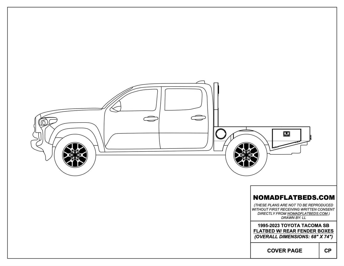 1995-2024 Toyota Tacoma Flatbed W/ Rear Fender Boxes