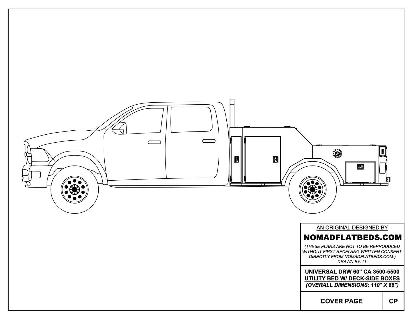 UNIVERSAL 60"CA Chassis-Cab 3500/5500 Utility Bed W/ Deck-Side Boxes