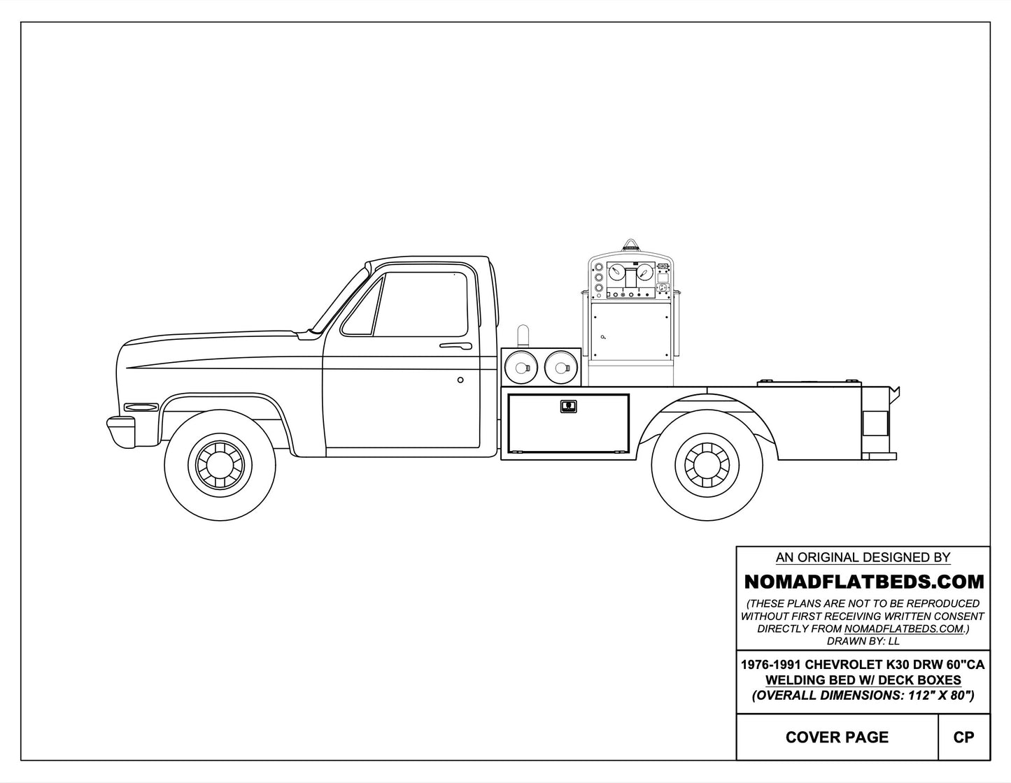 1976-1991 GM C/K30 Flatbed 60" CA W/ Deck Boxes