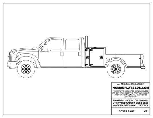 *UNIVERSAL* 60"CA Chassis-Cab 3500/5500 Utility Bed W/ Deck-Side Boxes