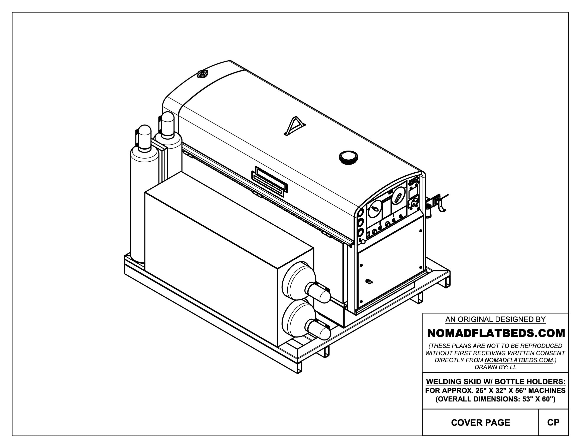 53" X 60" Truck Bed Welding Skid W/ Bottle Holders nomadflatbeds