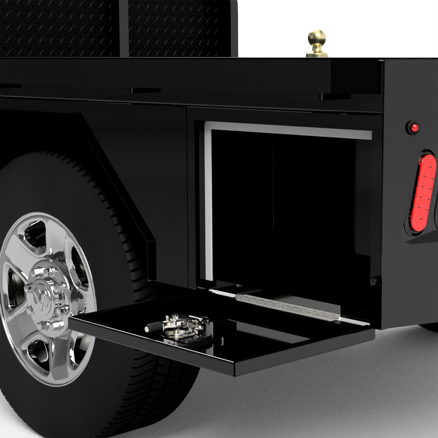 UNIVERSAL 60"CA Chassis-Cab 3500 Flatbed W/ 4 Under-Body Boxes