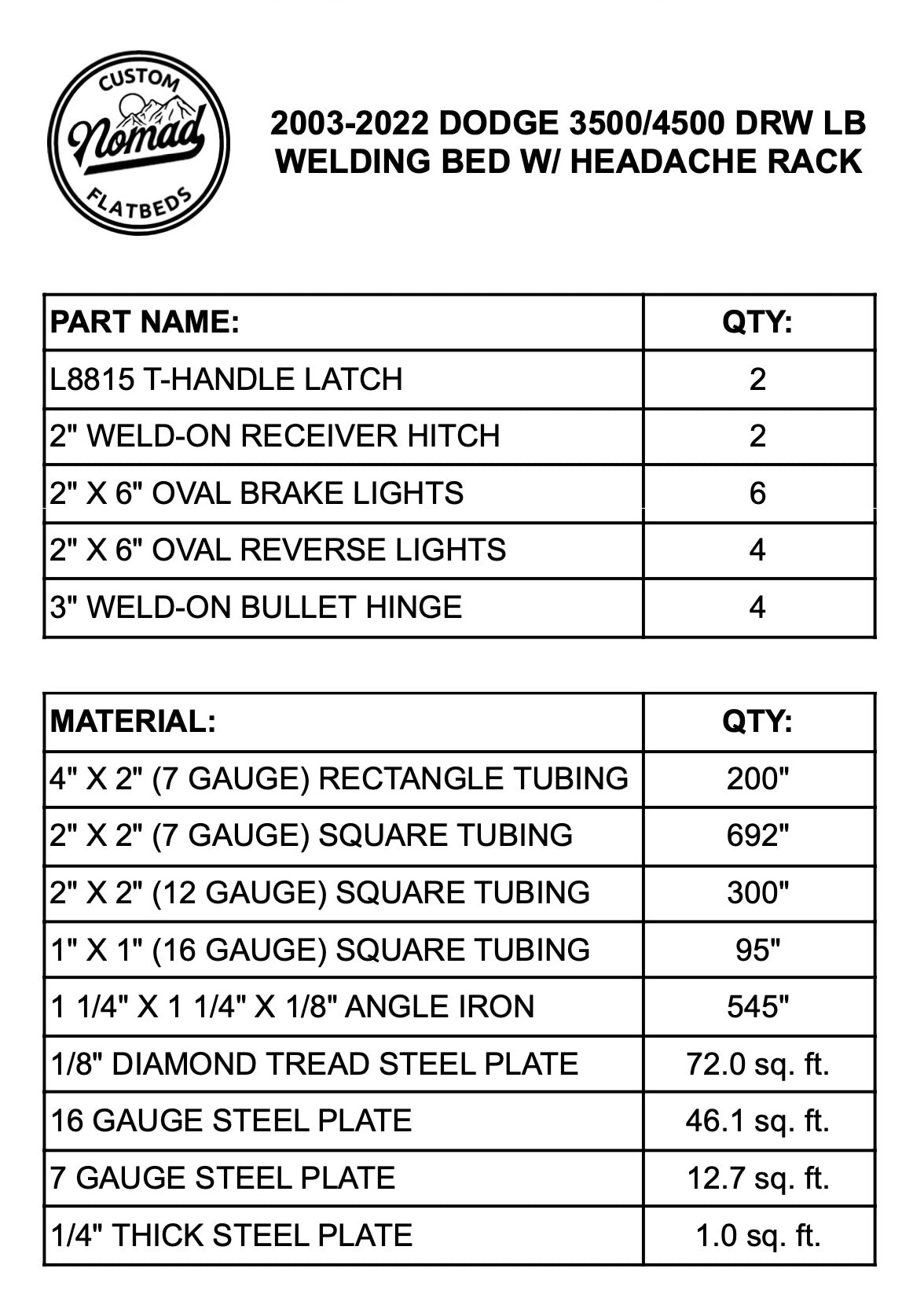 2003-2024 Ram 3500/4500 Welding Bed W/ Headache Rack