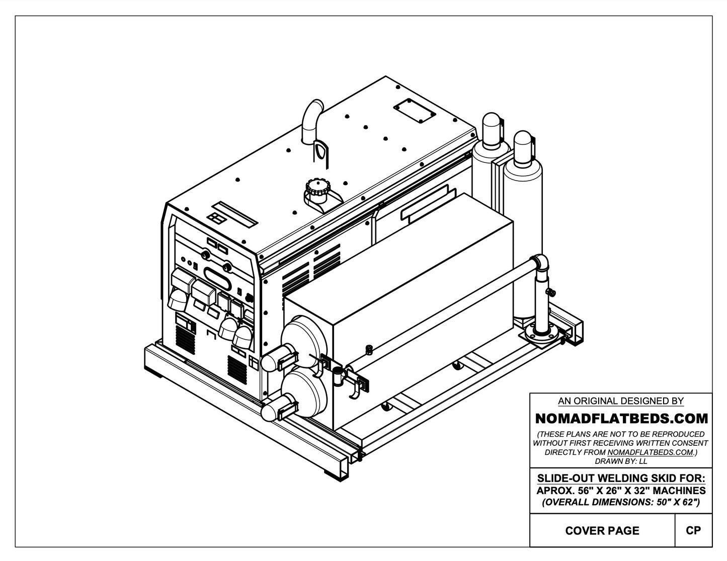 50" X 62" Slide-Out Welding Skid